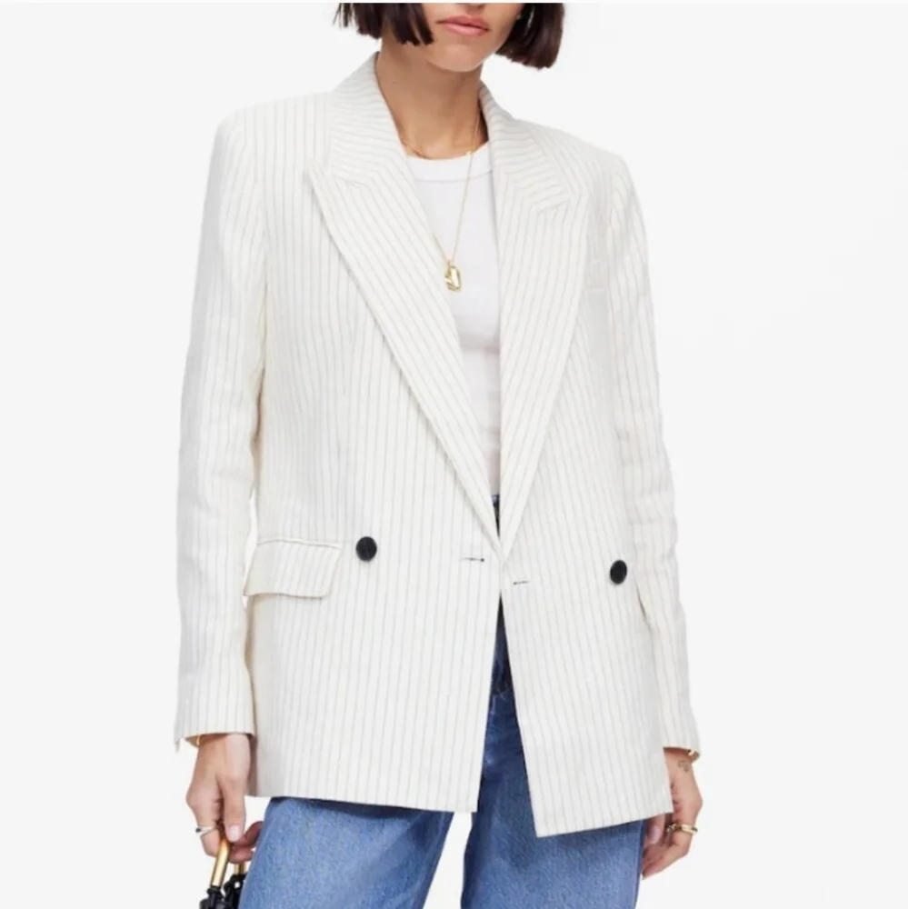 NWT! MADEWELL Relaxed Blazer in Pinstripe Linen Blend NU290_4